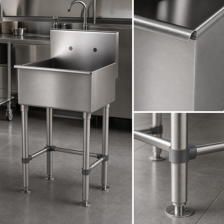 Product image #3 for Advance Tabco 1-Station Floor-Mounted Stainless Steel Service Sink with Splash Mount Faucet Holes