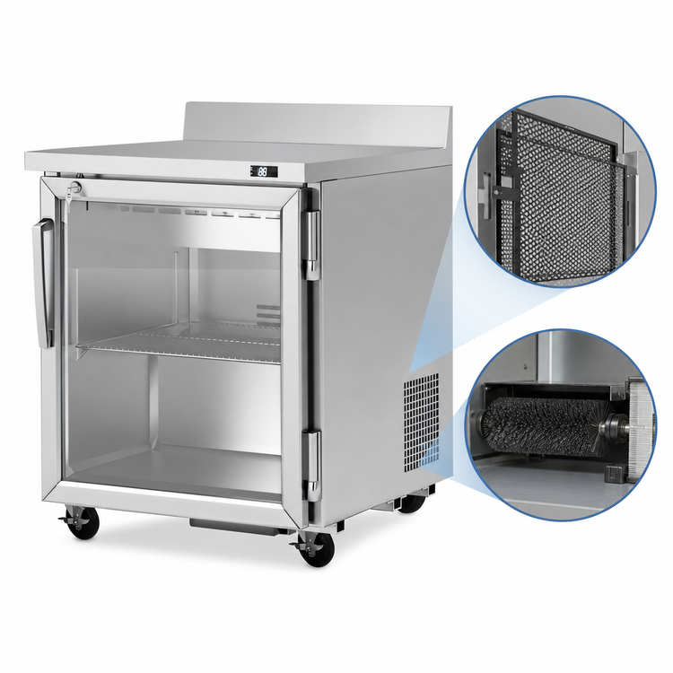 Product image #3 for Turbo Air PRO Series One-Section Glass Door Worktop Refrigerator, 6.8 Cu. Ft., Stainless Steel, 115V