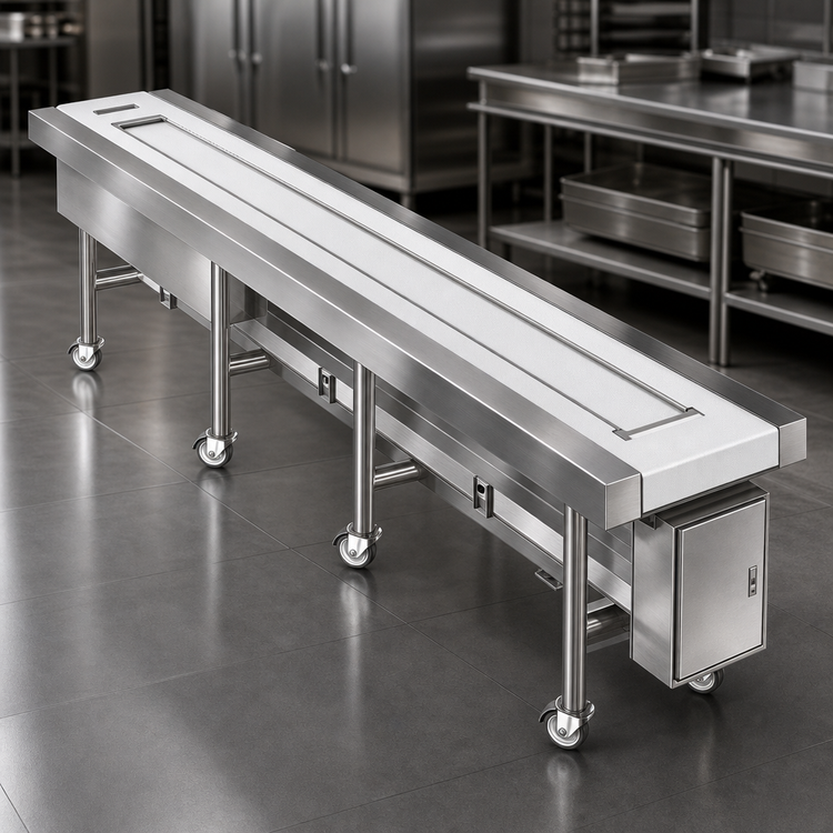 Product image #3 for Dinex DXIESFB14 14 ft. Tray Make-Up Fabric Belt Conveyor