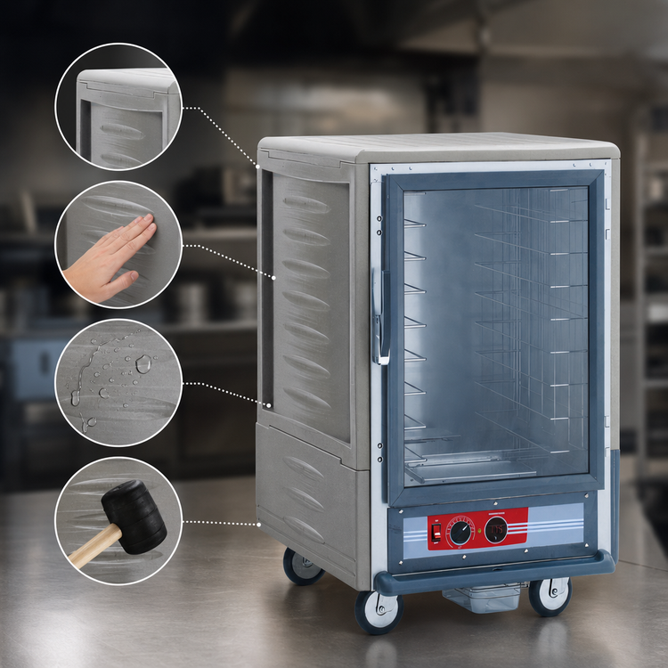 Product image #3 for Metro C5 3 Series Half-Height Heated Holding Cabinet, Gray Insulation Armour, Clear Door, Fixed Wire Slides