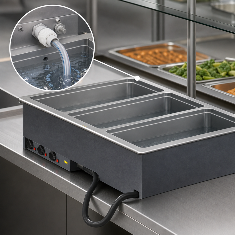 Product image #3 for Vollrath 3-Well Drop-In Electric Hot Food Well with Auto-Fill, Manifold Drain and Infinite Controls, 208V