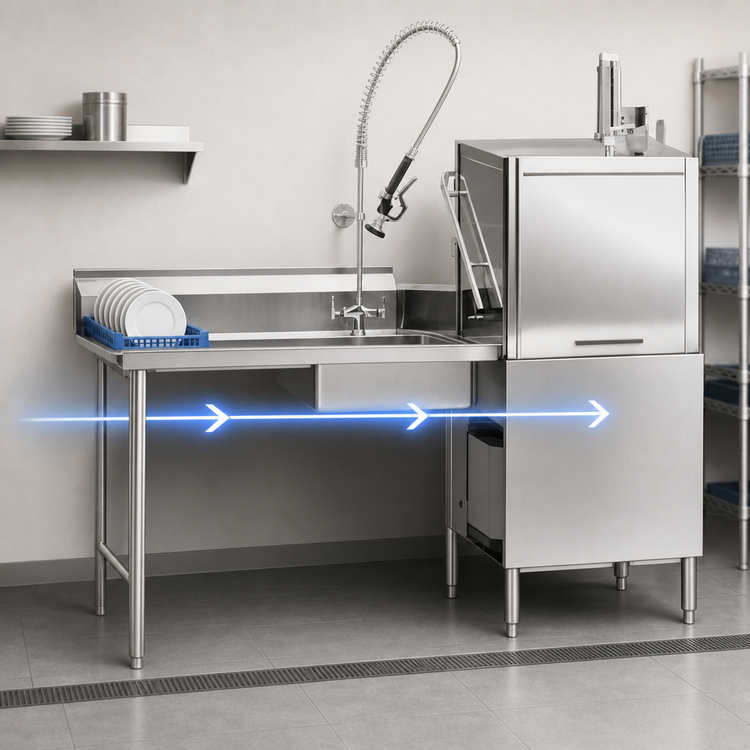 Product image #3 for Eagle Group Straight Soiled Dishtable with Pre-Rinse Sink, 72 x 30 Inches, Left-to-Right Operation