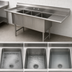 Thumbnail image #3 for Advance Tabco 3-Compartment Fabricated Sink with Left and Right Drainboards, 16 x 20 x 14-Inch Bowls, 304 Stainless Steel