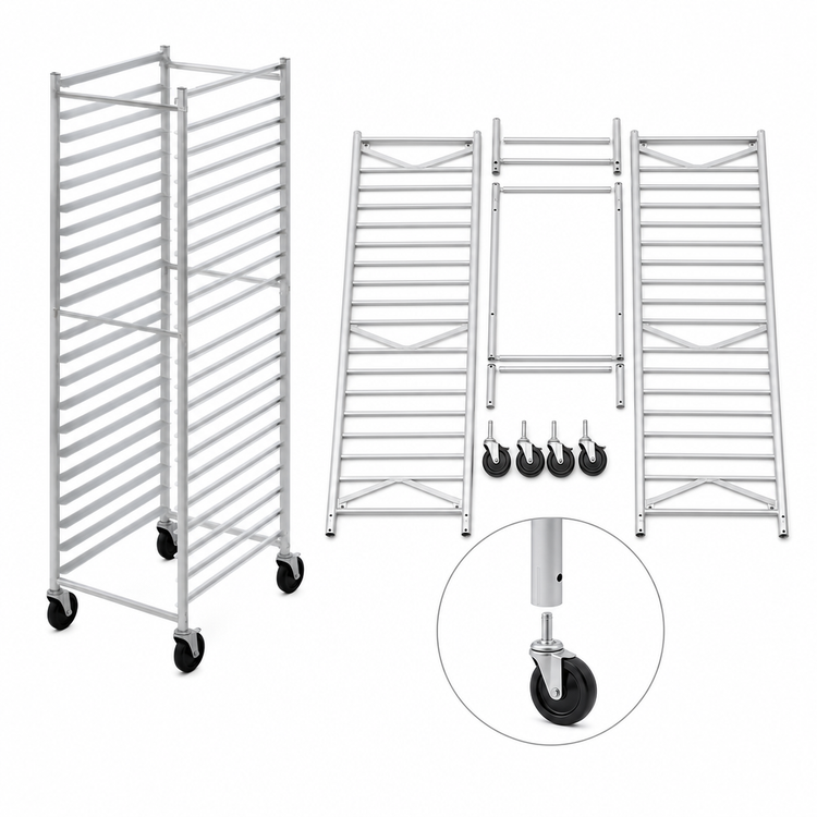 Product image #3 for Channel Manufacturing Mobile Knock Down Aluminum End-Load Bun Pan Rack, 18-Pan Capacity, 20.5 x 26 x 62.25 Inches