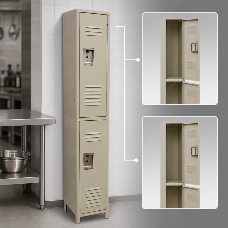 Product image #3 for Omcan 2-Tier Floor-Mounted Steel Locker — 12 Inches W x 18 Inches D x 78 Inches H