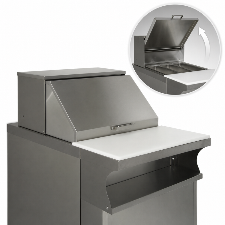 Product image #3 for Advance Tabco RC-3 Flip-Up Stainless Steel Hinged Cover for 3-Well Hot Food Tables