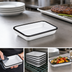 Thumbnail image #3 for Rectangular Melamine Platter with Black Rim, White, 6-7/8 x 4-1/4 Inches