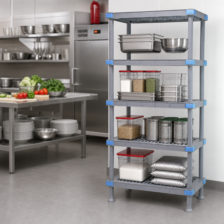 Product image #3 for Quantum Millenia 5-Shelf Stationary Polymer Shelving Starter Unit, 24"W x 18"D x 62"H, Gray