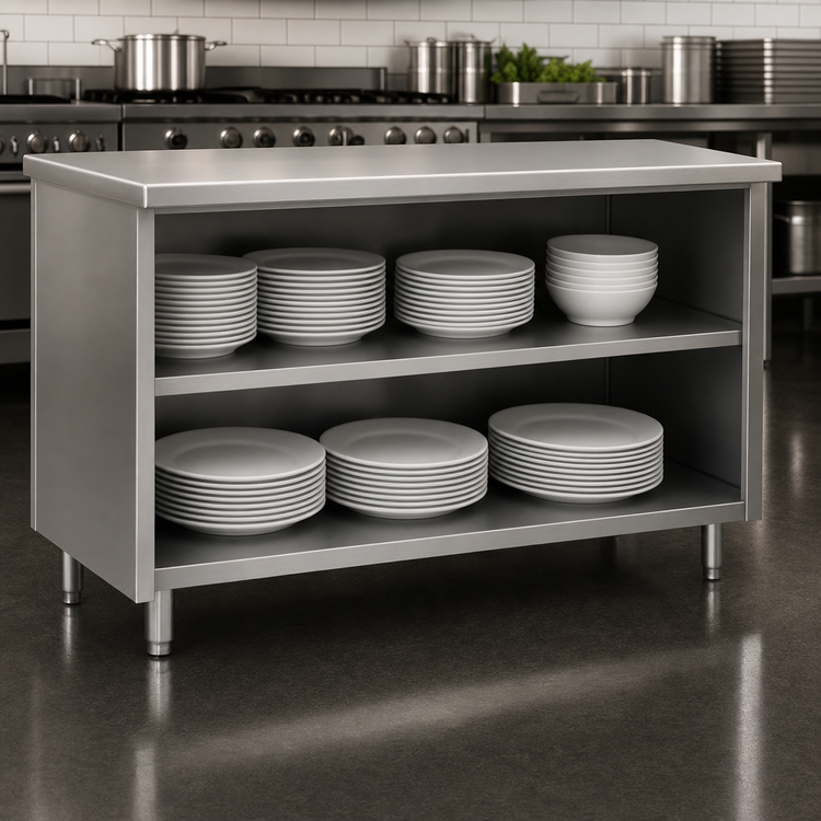 Product image #3 for Eagle Group Spec-Master Open Front Plate Cabinet with Stainless Steel Top, 60 x 18 Inches