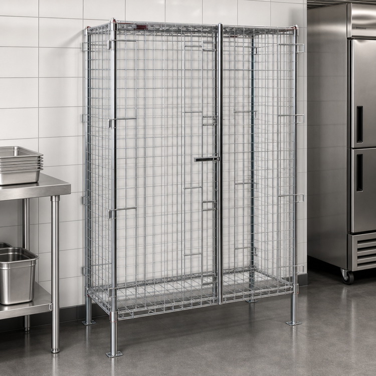 Product image #3 for QuadTruss Stationary Security Cage with 2 Doors, 51-1/4-Inch W x 27-1/4-Inch D x 67-Inch H, Chrome-Plated Finish