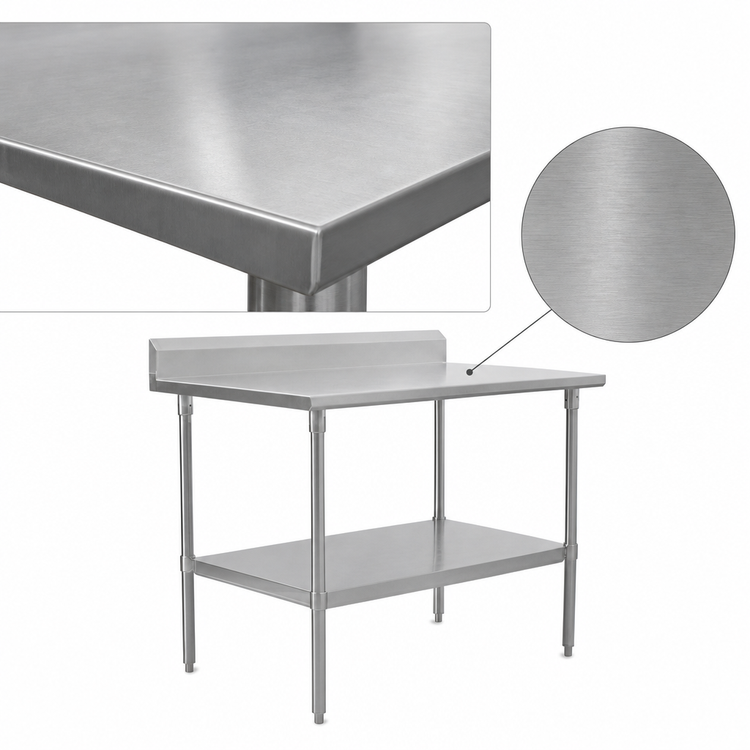 Product image #3 for John Boos Stallion 72-Inch x 24-Inch Stainless Steel Work Table with 5-Inch Backsplash and Adjustable Undershelf