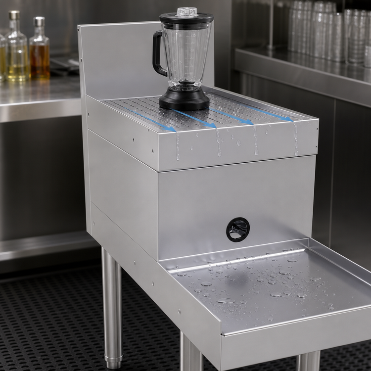 Product image #3 for Glastender DBSB-14 Stainless Steel Underbar Freestanding Blender Station with Drainboard Top, 14-Inch Wide x 29-Inch Deep
