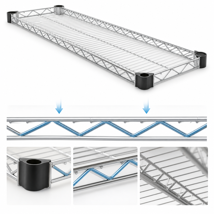 Product image #3 for EAGLEbrite Quad-Adjust 60" x 21" Wire Shelf, Zinc Finish, 600 lb Capacity