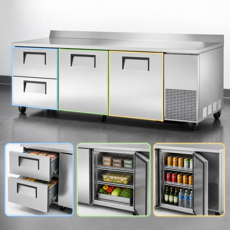 Product image #3 for True Three-Section Deep Work Top Refrigerator with 2 Doors and 2 Drawers