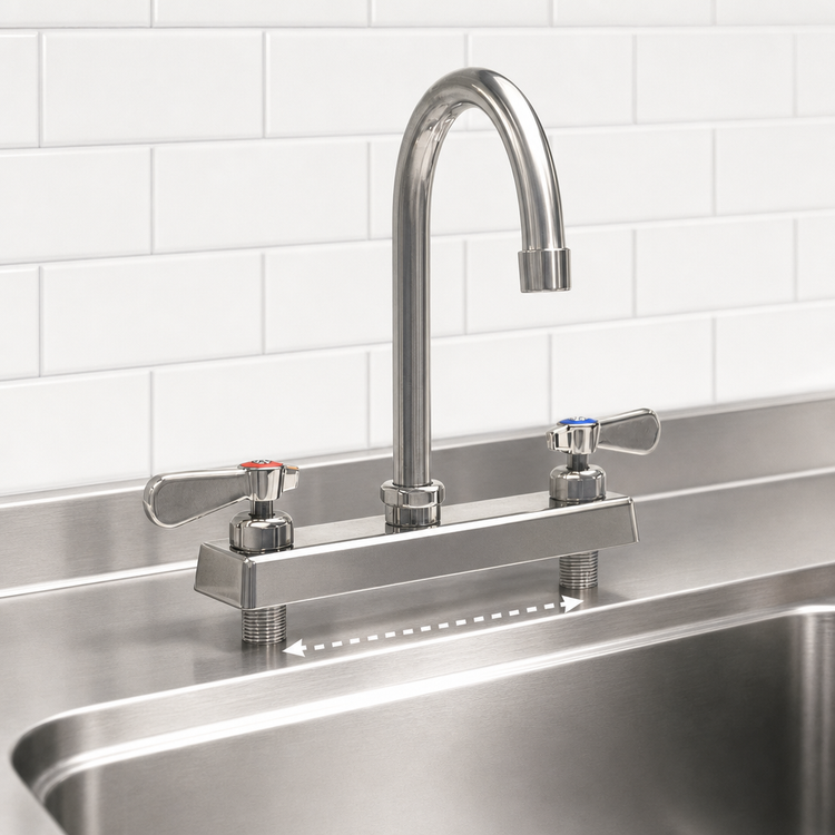 Product image #3 for BK Resources Evolution Deck Mount Manual Faucet with 8-Inch Gooseneck Spout, 8-Inch Centers