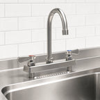 Thumbnail image #3 for BK Resources EVO-8DM-8G Deck-Mount Manual Faucet, 8-Inch Centers, 8-Inch Gooseneck Spout, Ceramic Valves, Lead-Free Stainless Steel