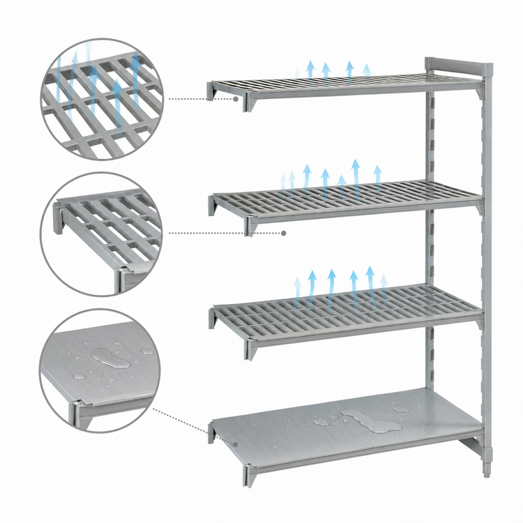 Product image #4 for Cambro Camshelving Premium 24-Inch Wide x 21-Inch Deep x 84-Inch High 4-Shelf Vented and Solid Add-On Polymer Shelving Unit