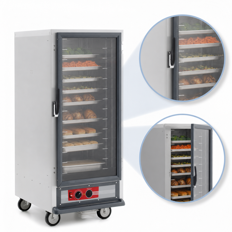 Product image #3 for Metro C5 1 Series 3/4 Height Non-Insulated Mobile Heated Holding Cabinet with Clear Polycarbonate Door and Lip Load Slides