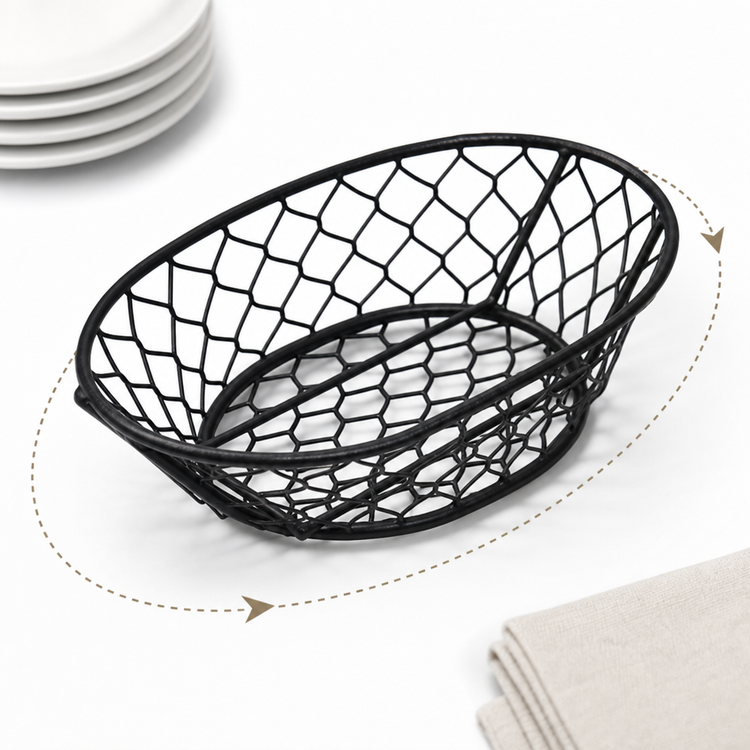 Product image #3 for American Metalcraft Oval Chicken-Wire Serving Basket, 9-1/2 x 6-1/2 x 2-1/2 Inches, Black