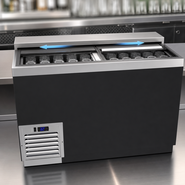 Product image #3 for Krowne 48-Inch Slide-Top Underbar Glass Froster with Self-Contained Refrigeration