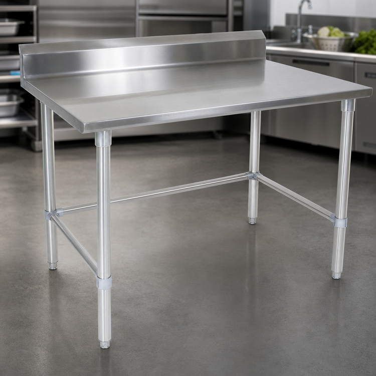 Product image #3 for John Boos Stallion 60-Inch x 24-Inch 16-Gauge Stainless Steel Work Table with 5-Inch Backsplash and Safety Edge