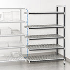 Thumbnail image #3 for Cambro Camshelving® Elements EXA244864V5480 5-Shelf Vented Stationary Add-On Polymer Shelving Unit, 24 x 48 x 64 Inches, Speckled Gray