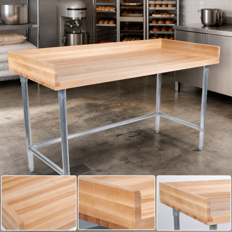 Product image #3 for John Boos 84 x 36-Inch Baker's Top Wood Work Table with Galvanized Base