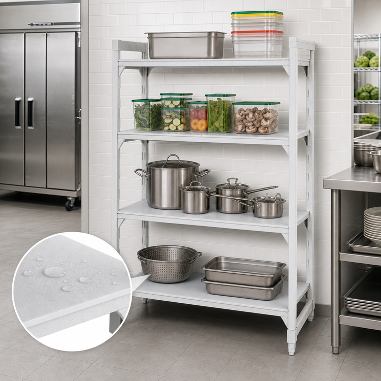 Product image #4 for Cambro Camshelving Premium 4-Shelf Solid Stationary Starter Unit, 18 x 60 x 72 Inches, Speckled Gray