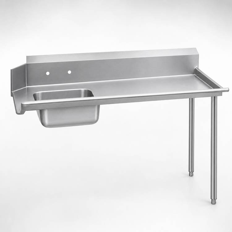 Product image #3 for Advance Tabco Special Value Straight Soil Dishtable with Pre-Rinse Sink, Right-Attach, 83 Inch Wide, 16/304 Stainless Steel