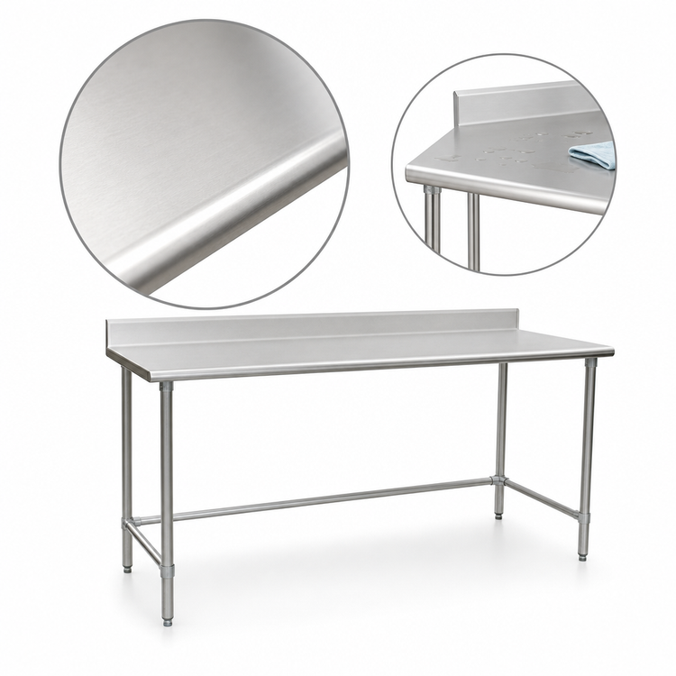 Product image #3 for Eagle Group BlendPort Deluxe Series Stainless Steel Work Table with 4-1/2" Backsplash and Open Base, 72" x 24"