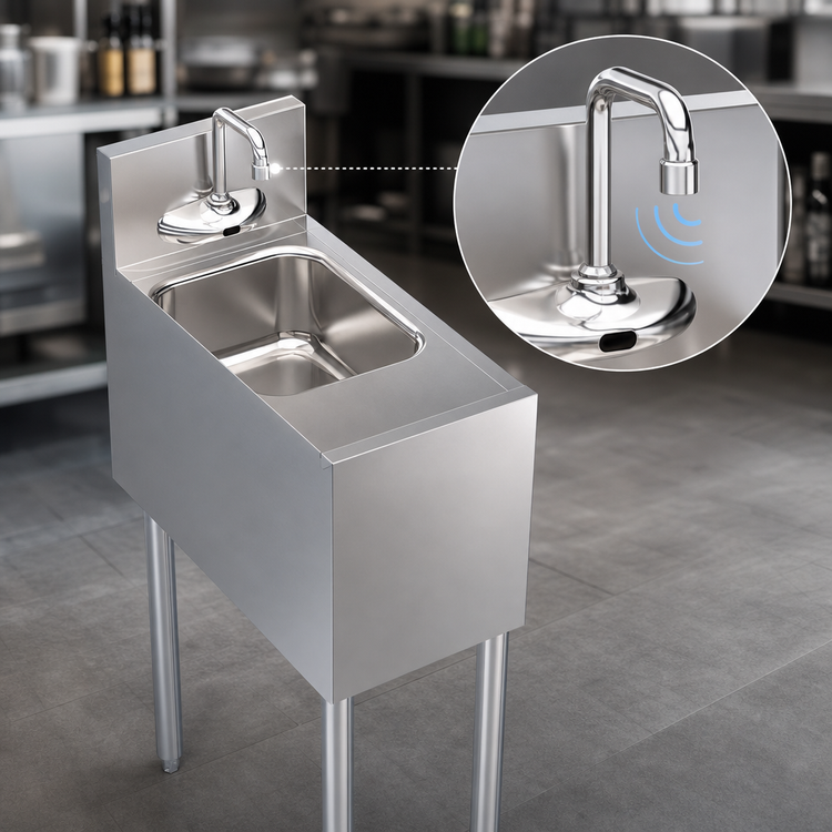 Product image #3 for Krowne Royal Series Stainless Steel Freestanding Underbar Hand Sink with Electronic Sensor Faucet, 12 x 24 x 36.5 Inches