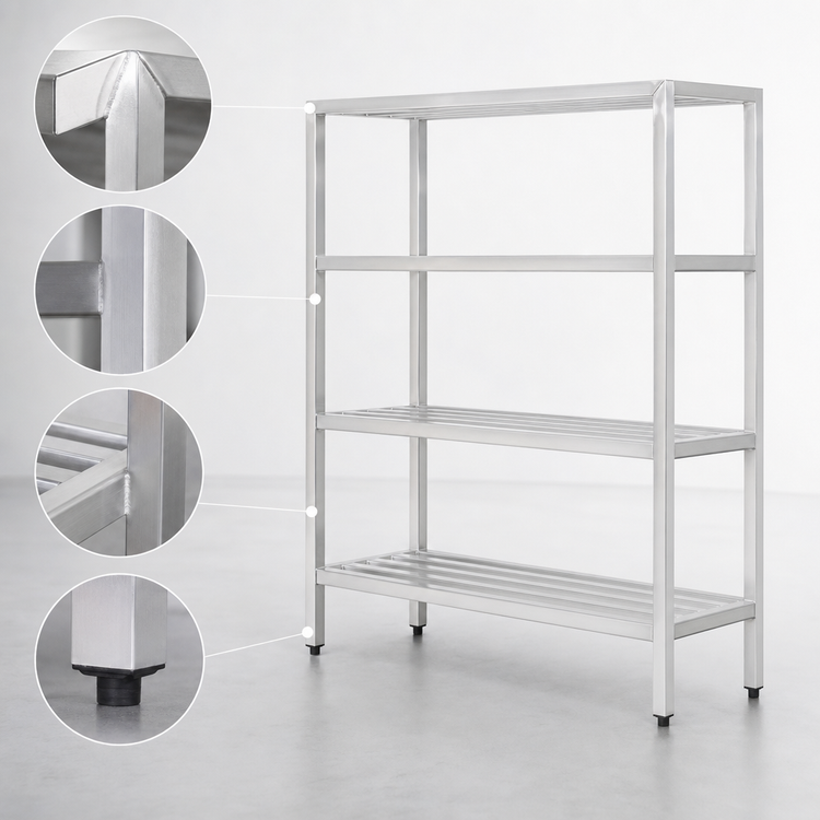 Product image #3 for New Age H.D. Series 4-Tier Heavy-Duty Aluminum Shelving Unit, 36 x 24 x 72 Inches