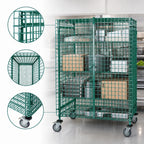 Thumbnail image #3 for Quantum M1848-69SECP Mobile Wire Security Cage with Locking Panel Doors, Green Epoxy Finish, 48 x 18 x 69 Inches