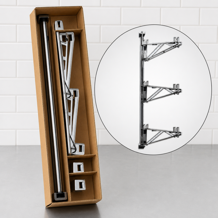 Product image #3 for Eagle Adjustable Post Wire Wall Mount Mid Unit for 14-Inch Shelves, 54-Inch Post, Chrome Plated