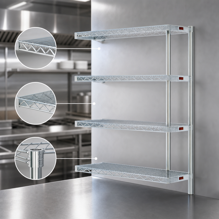 Product image #3 for EAGLEbrite 4-Tier Add-On Wire Shelving Unit, 60 x 24 x 74 Inches, Zinc Finish