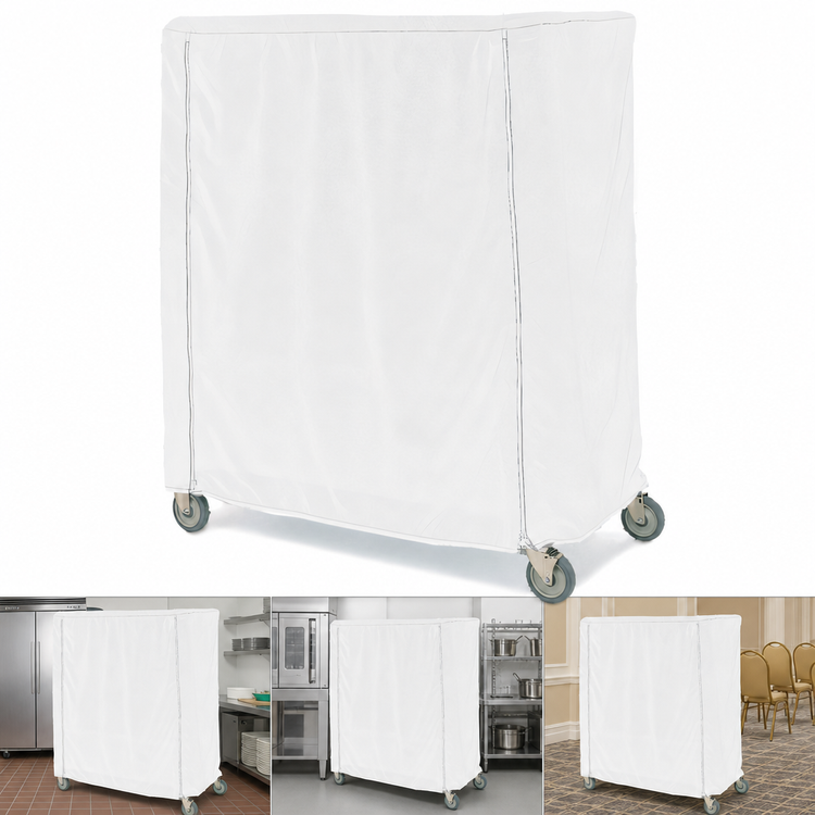 Product image #3 for Metro White Uncoated Knitted Polyester Cart Cover for 60 x 21 x 62 Inch Queen Mary & Banquet Carts