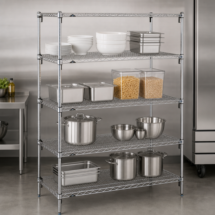 Product image #3 for Metro Super Adjustable Super Erecta Starter Wire Shelving Unit, 72W x 21D x 63H, 4 Shelves, Chrome Plated