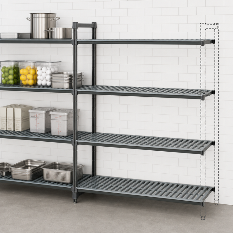 Product image #3 for Cambro Camshelving Basics Plus 4-Tier Add-On Vented Polymer Shelving Unit, 24 x 60 x 72 Inches, Brushed Graphite