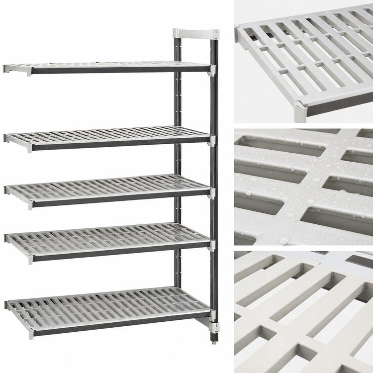 Product image #3 for Cambro Camshelving Elements XTRA 5-Shelf Vented Stationary Add-On Shelving Unit, 18" Deep x 54" Wide x 72" High