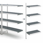 Thumbnail image #3 for Fermod Fermostock 4R35B83-E 4-Tier Perforated Polymer Shelving Add-On Unit, Gray, 35"W x 18"D x 83"H