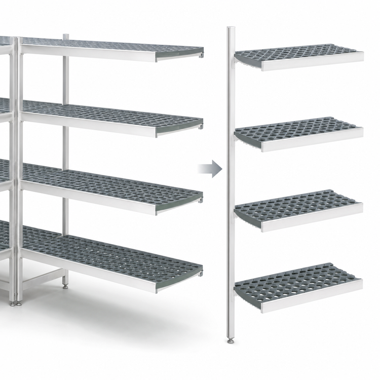 Product image #3 for Fermostock 4-Tier Perforated Polymer Shelving Unit Expansion Kit, 35" W x 18" D x 83" H