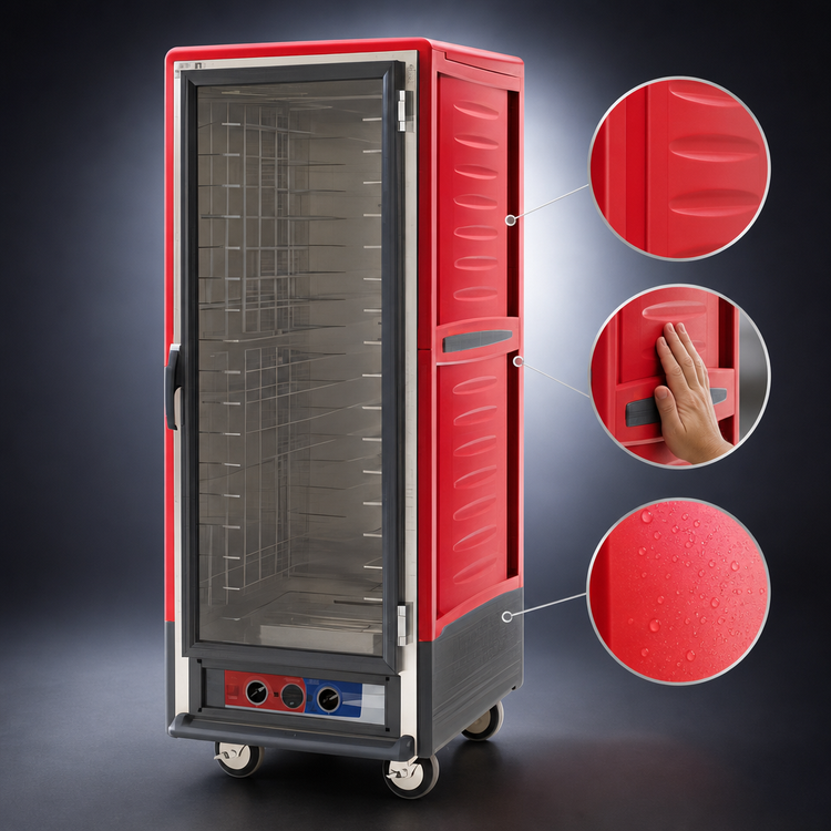 Product image #3 for Metro C5 3 Series Full-Height Mobile Heated Holding Cabinet with Clear Polycarbonate Door, Fixed Wire Slides, Lower Wattage