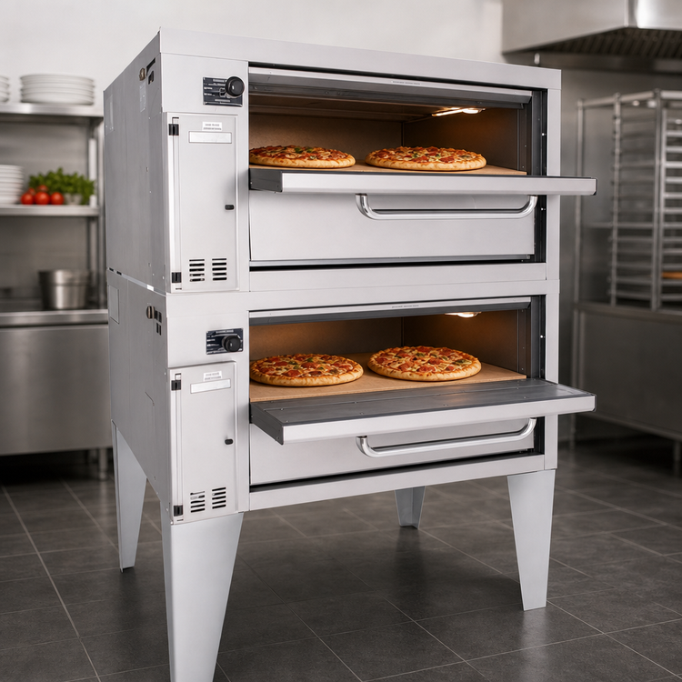 Product image #3 for Bakers Pride Super Deck Series Double Deck Gas Pizza Deck Oven, 36 x 24.5 Inch Ceramic Bake Decks, Shallow Depth