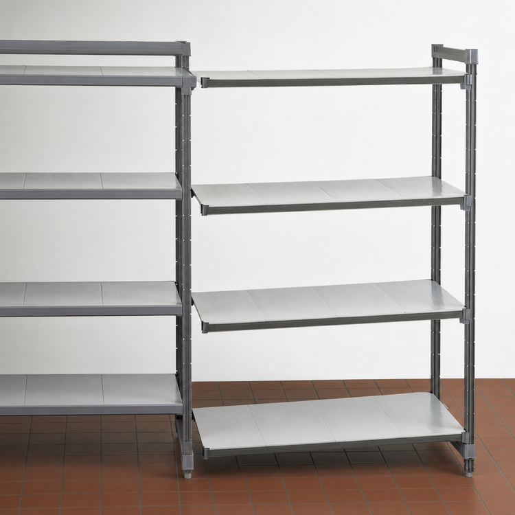Product image #3 for Cambro Camshelving Basics Plus 4-Tier Solid Add-On Polymer Shelving Unit, 21 x 60 x 64 Inches, Brushed Graphite