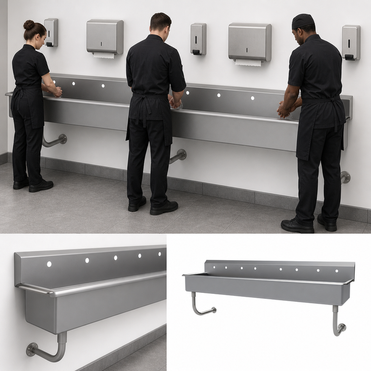 Product image #3 for Advance Tabco FS-WM-80 Multiwash Wall-Mounted Hand Wash Sink, 80 Inch, 304 Stainless Steel
