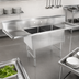 Thumbnail image #3 for John Boos B Series 2-Compartment Stainless Steel Sink with Dual Drainboards and 10-Inch Backsplash, 75-1/4