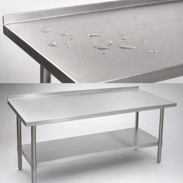 Product image #3 for John Boos Stallion 72 Inch x 24 Inch Stainless Steel Work Table with 1-1/2 Inch Rear Up-Turn and Adjustable Undershelf