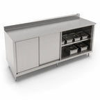 Thumbnail image #3 for John Boos 4CS6R5-30120 120"W x 30"D Enclosed Work Table with Sliding Doors, 16-Gauge 300 Series Stainless Top, 5" Backsplash
