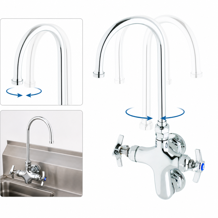 Product image #3 for T&S Brass B-0316 Double Pantry Faucet with Swivel Gooseneck Nozzle, Deck Mounted