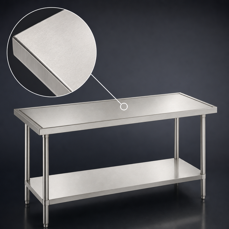 Product image #3 for Advance Tabco 120-Inch x 24-Inch 14-Gauge 304 Stainless Steel Work Table with Undershelf